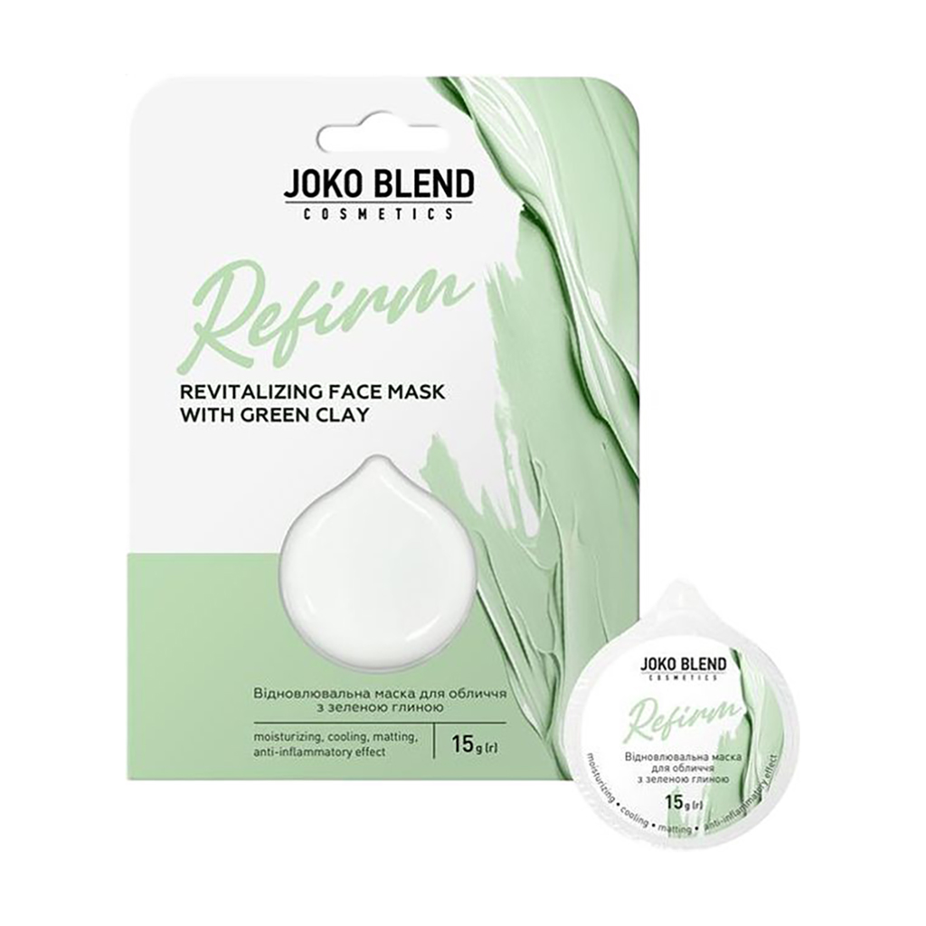 Відновлювальна маска для обличчя Joko Blend Refirm Revitalizing Face Mask з зеленою глиною, 15 г
